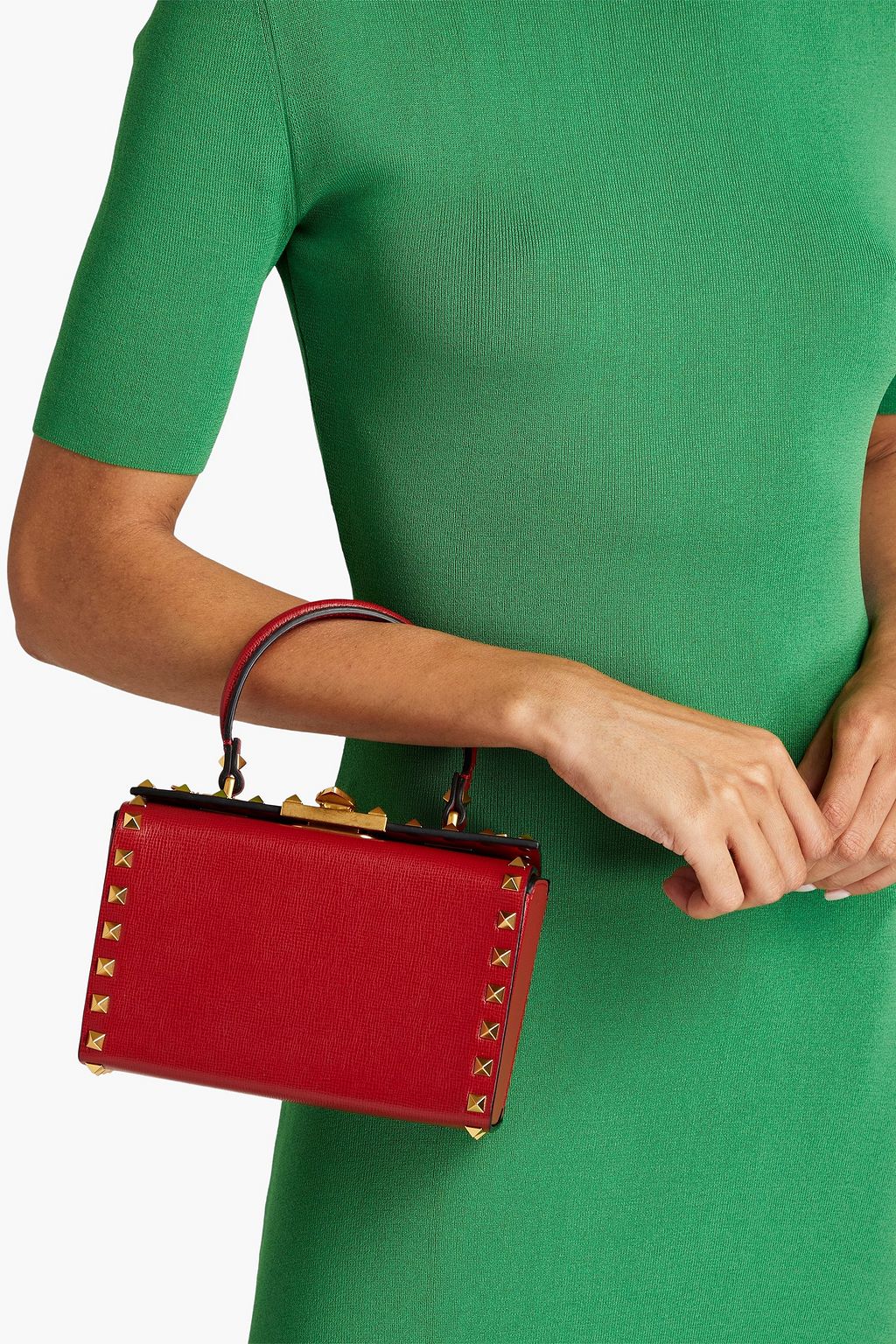 VALENTINO GARAVANI Rockstud textured-leather tote