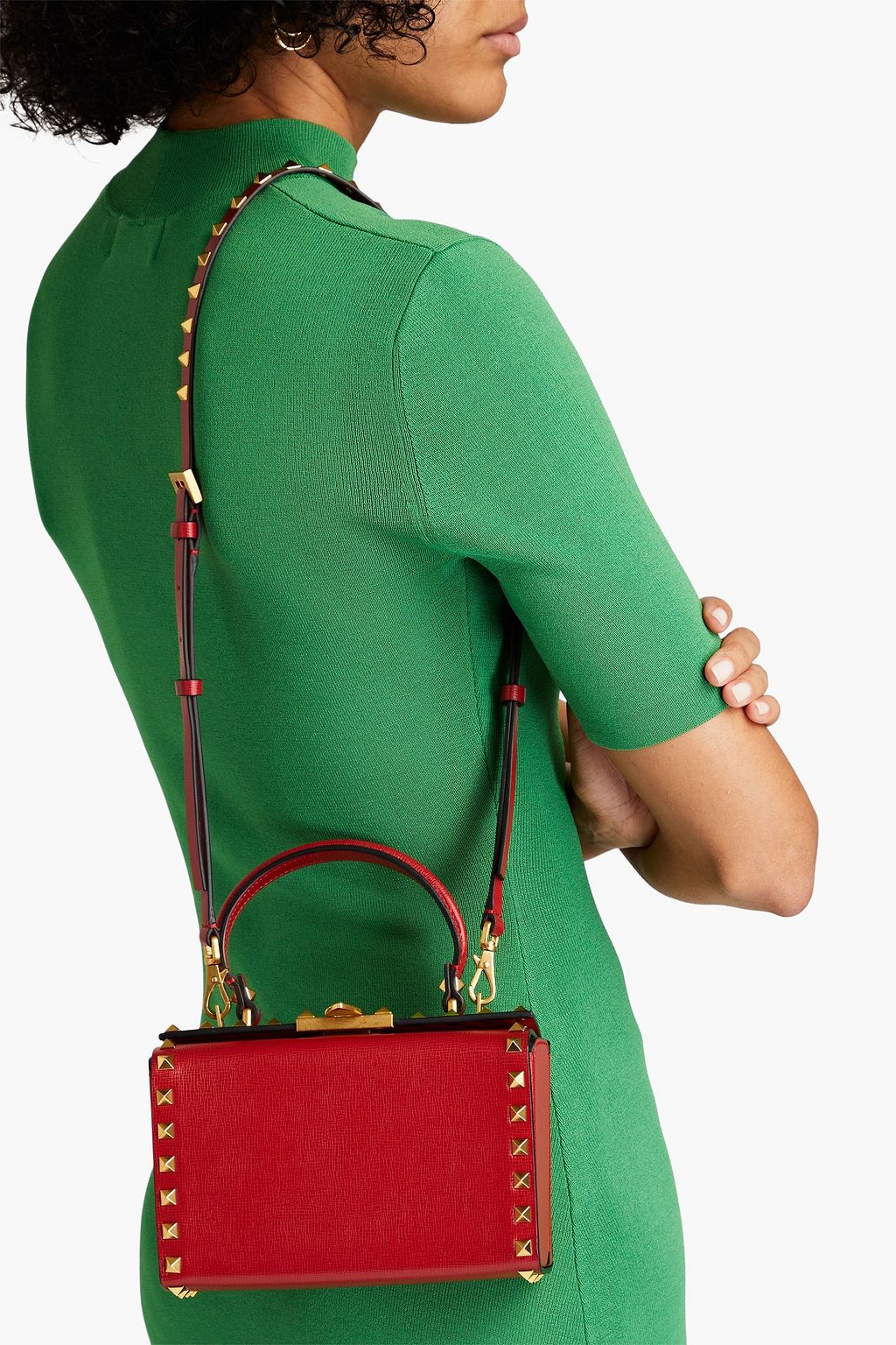 VALENTINO GARAVANI Rockstud textured-leather tote