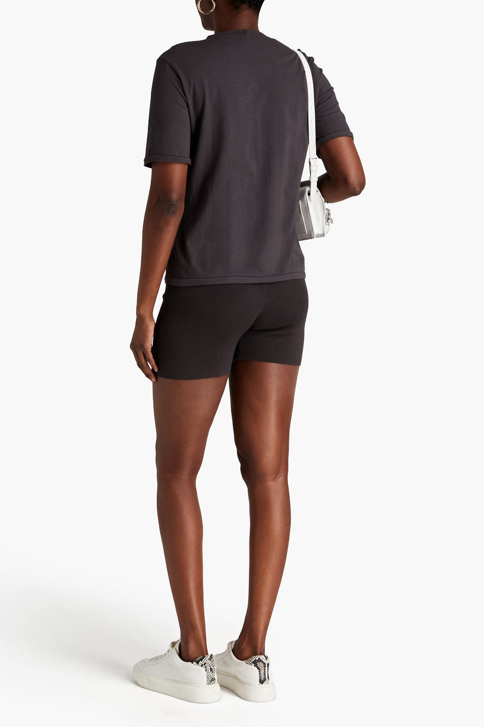 Shop Monrow Ribbed-knit Shorts In Black