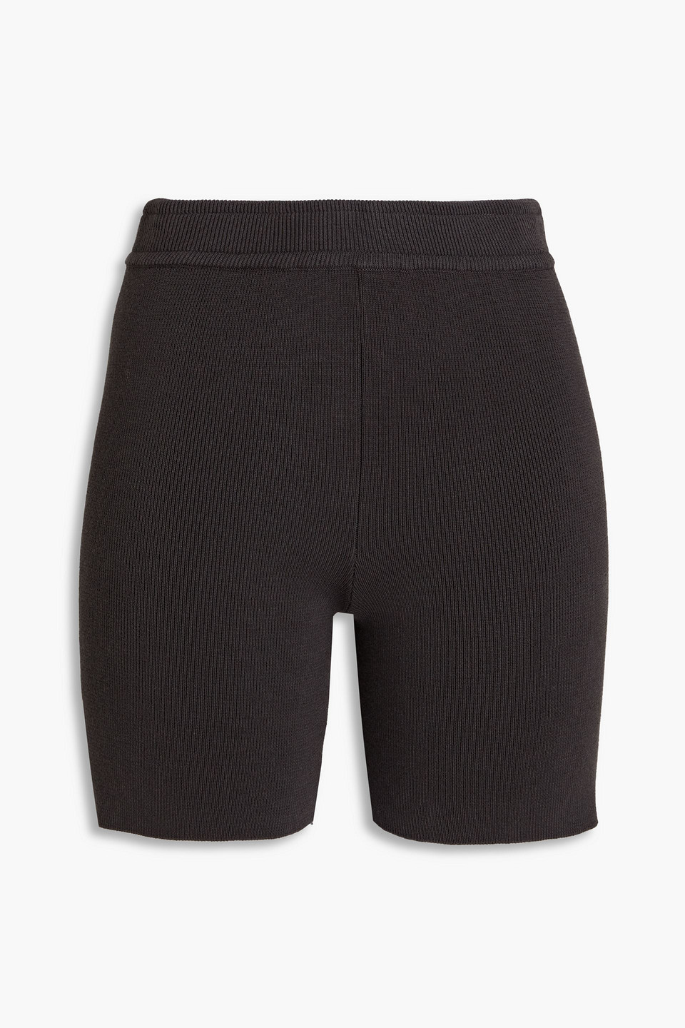 Monrow Ribbed-knit Shorts In Black