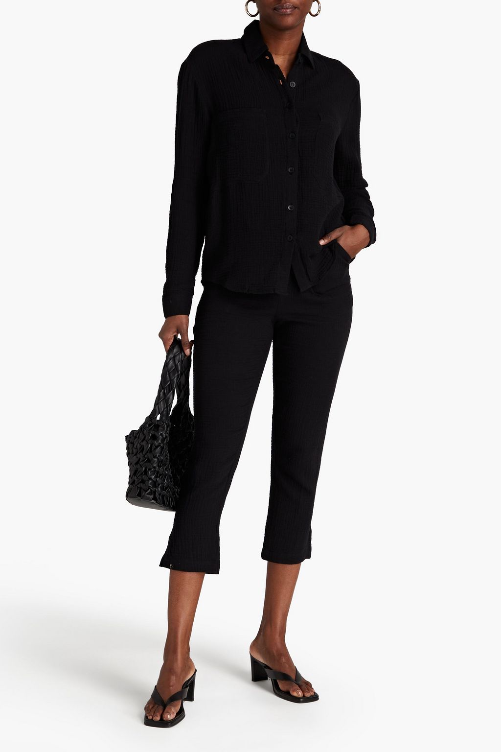 MONROW Crinkled cottongauze shirt THE