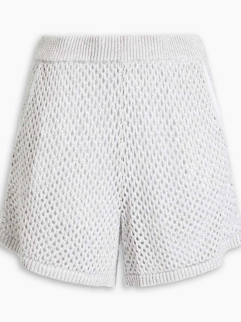cotton and modal-blend open-knit shorts