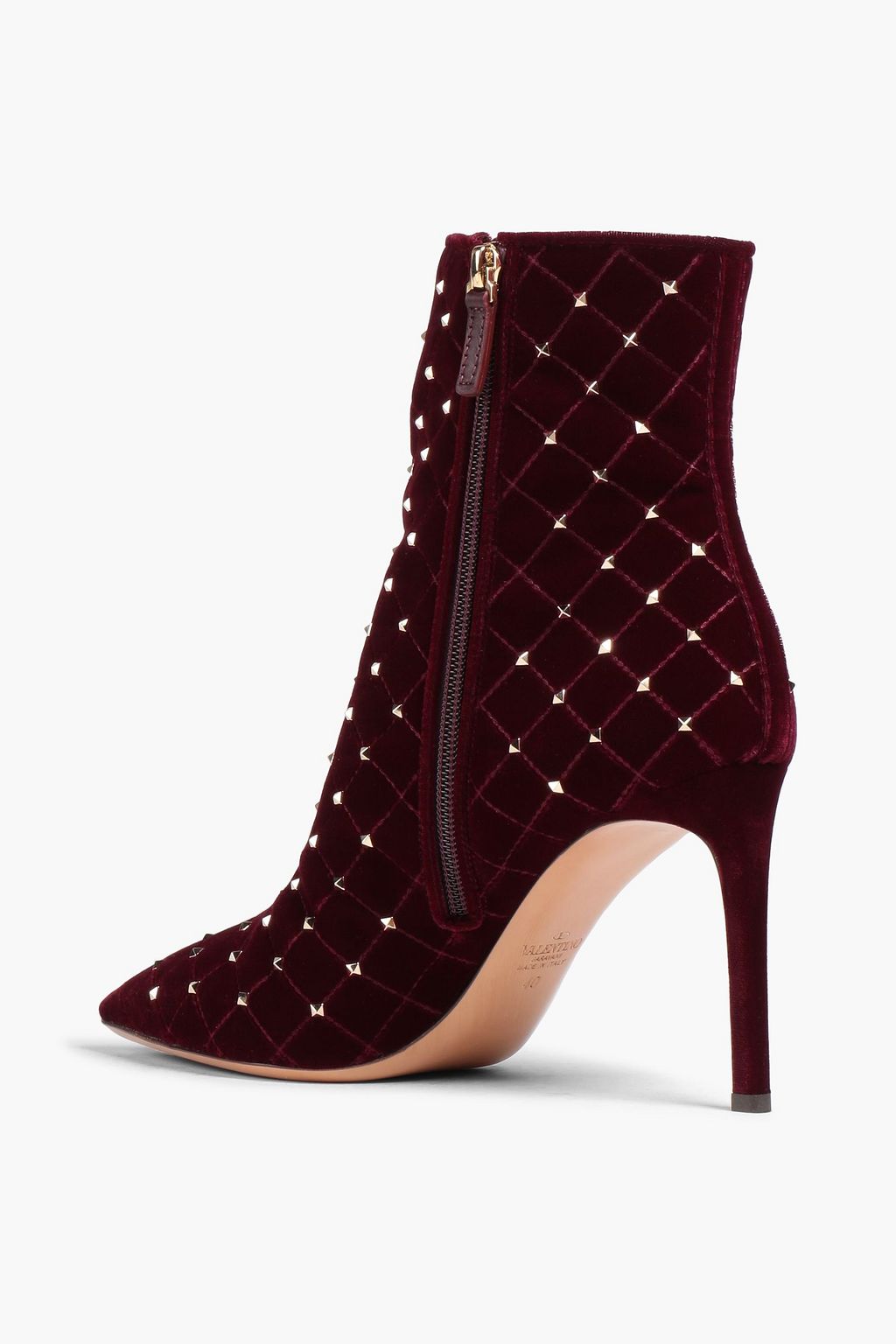 VALENTINO GARAVANI Rockstud quilted velvet ankle boots