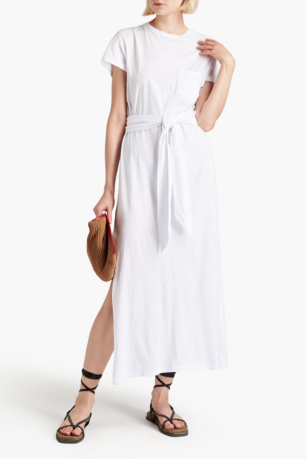 MONROW Belted cottonjersey midi dress THE