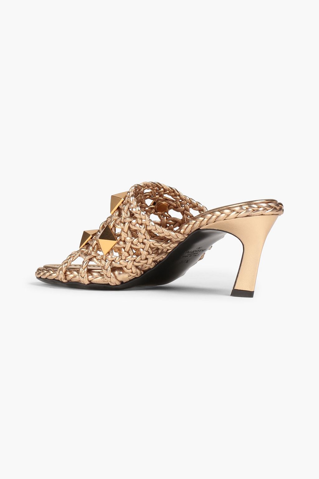 VALENTINO GARAVANI Roman Stud metallic woven leather mules