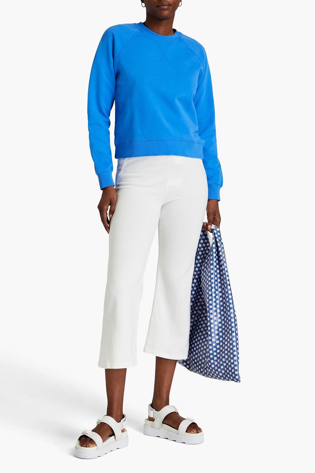 MONROW Cropped cotton-jersey bootcut pants