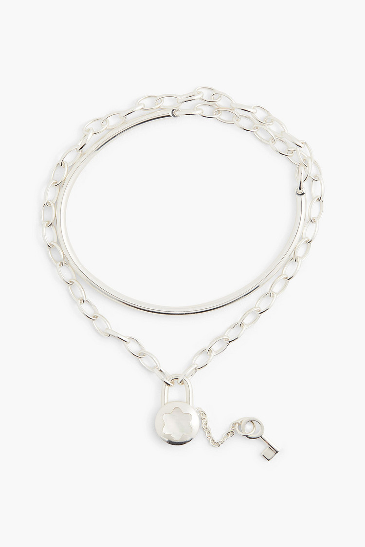 theoutnet.com | Silver mother-of-pearl wrap bracelet