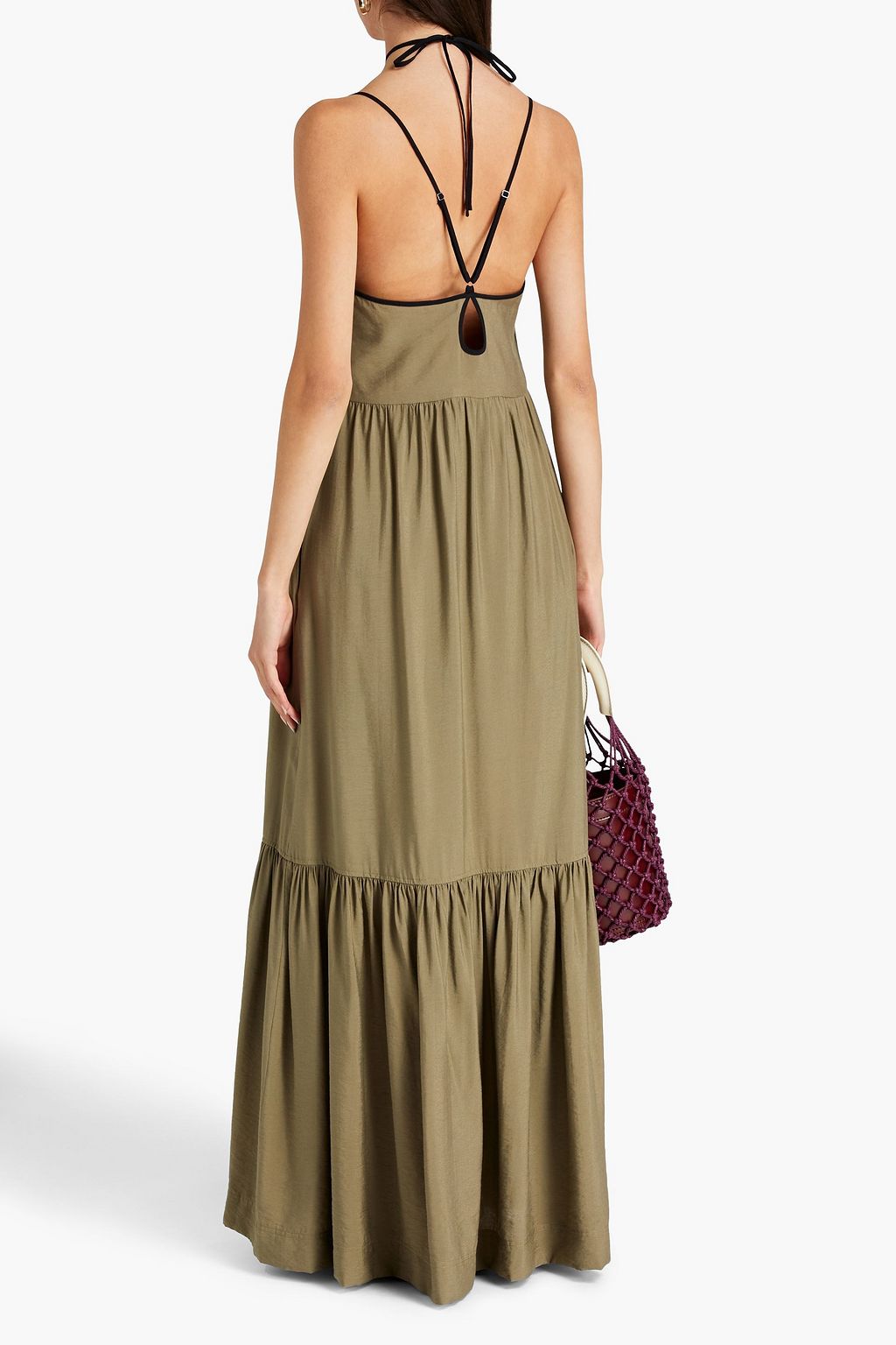 SIMKHAI Kellyann gathered woven maxi dress