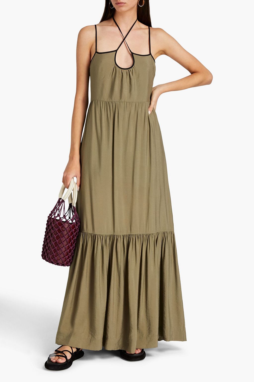 SIMKHAI Kellyann gathered woven maxi dress