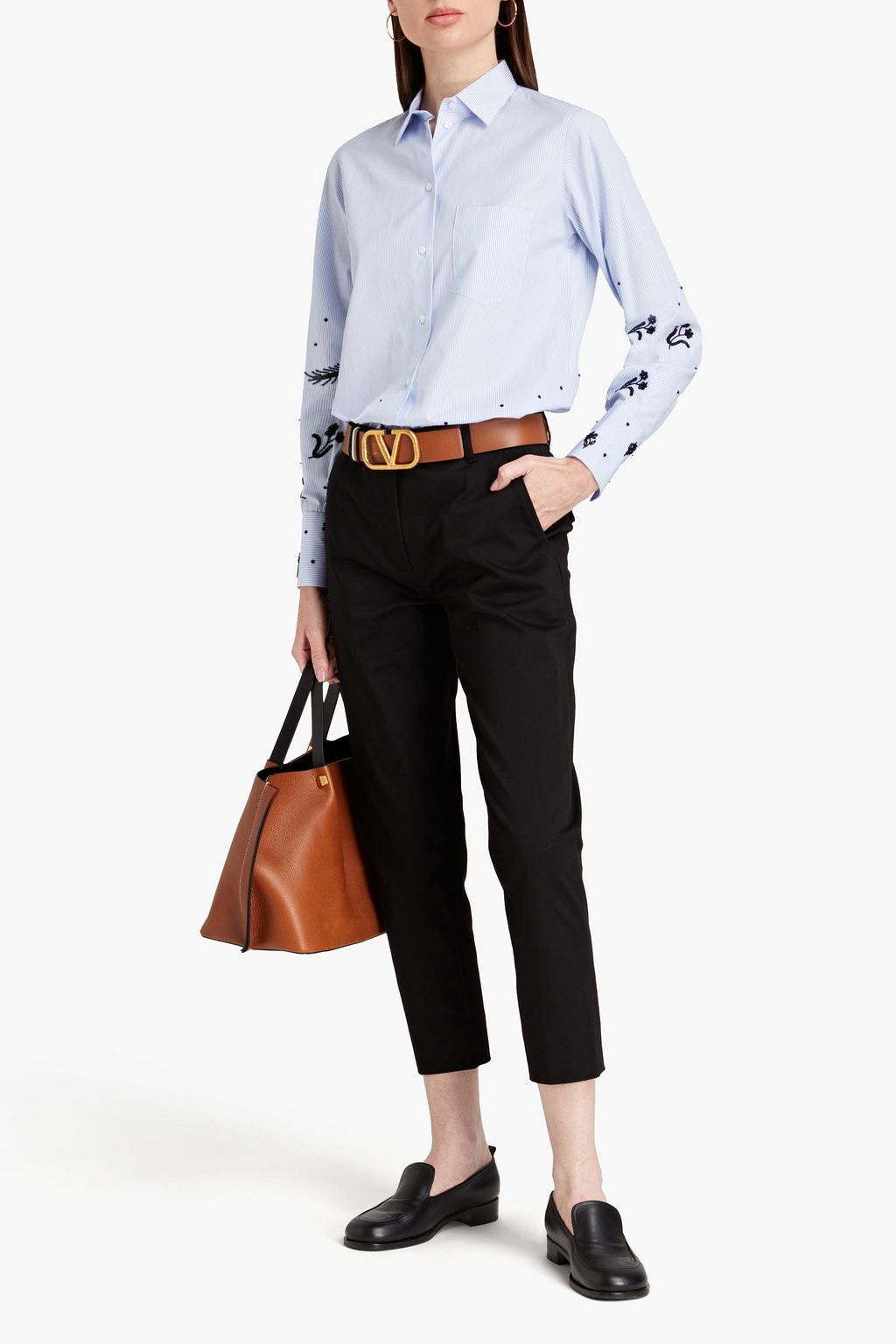 VALENTINO GARAVANI Cropped cotton-blend twill slim-leg pants