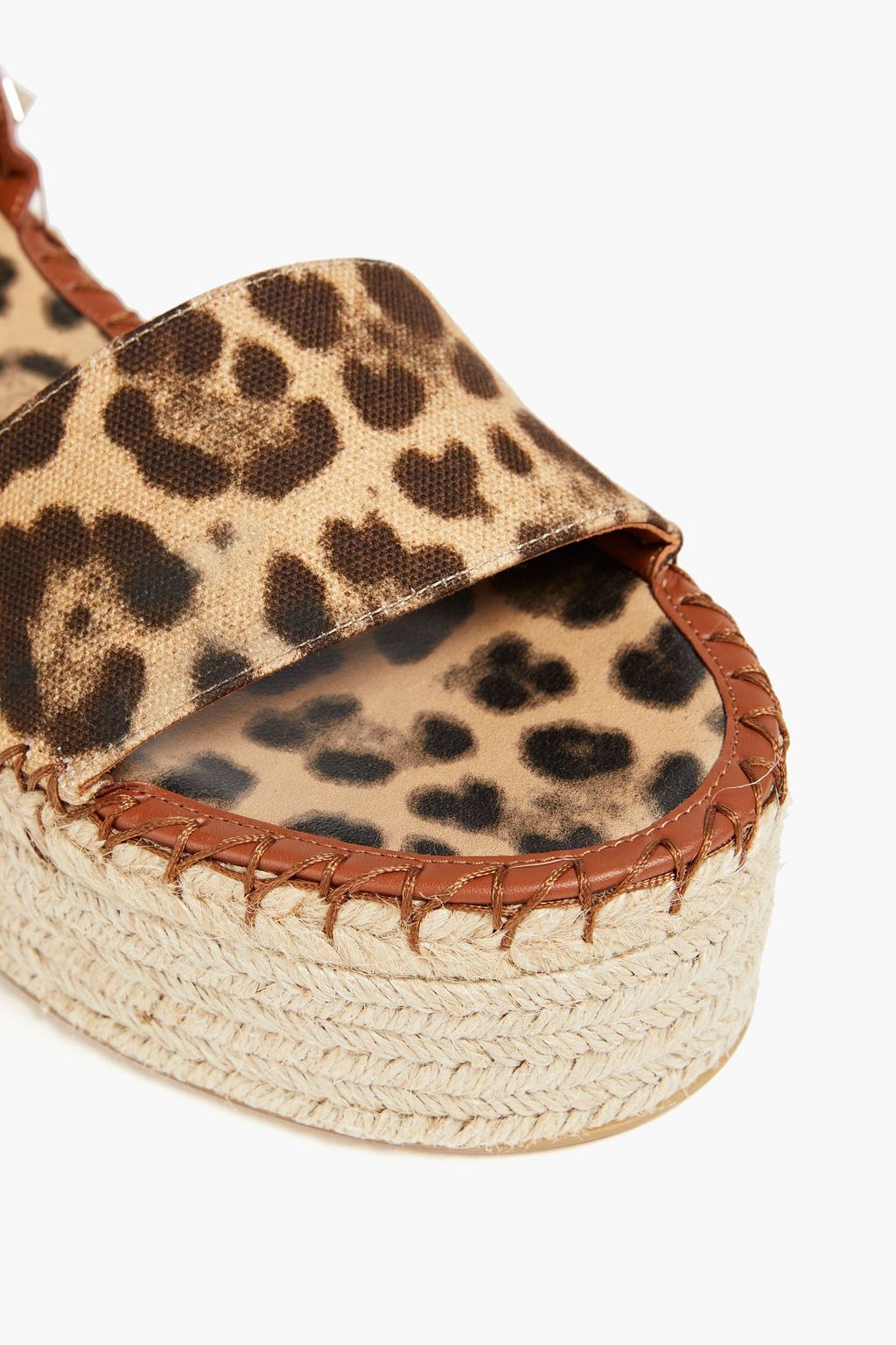 VALENTINO GARAVANI Rockstud leopard-print canvas platform espadrilles