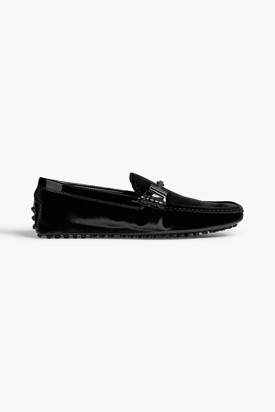 TOD'S Patent leathertrimmed velvet driving shoes THE