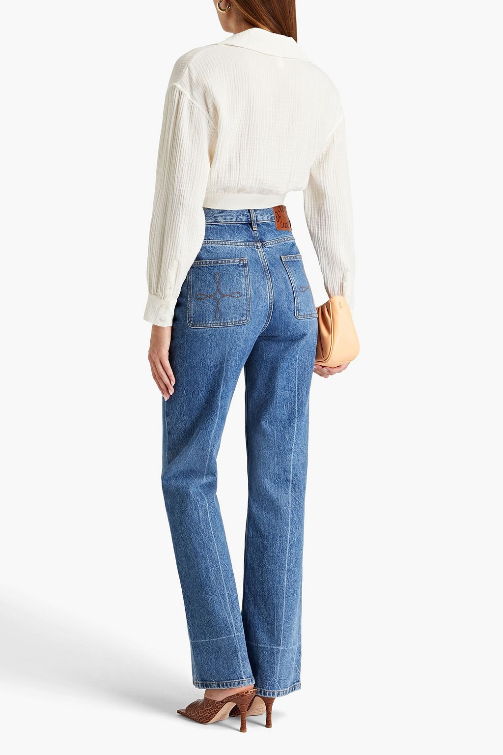 SIMKHAI Hattie cropped cottongauze wrap blouse THE