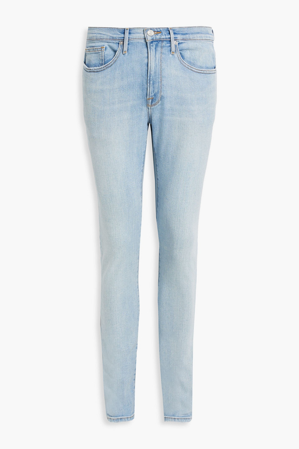 Frame L'homme Skinny-fit Distressed Denim Jeans In Light Denim