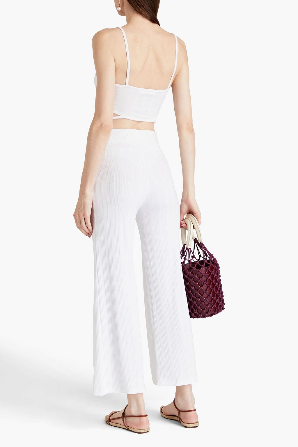SIMKHAI Elliana cropped ribbed stretch-modal jersey top