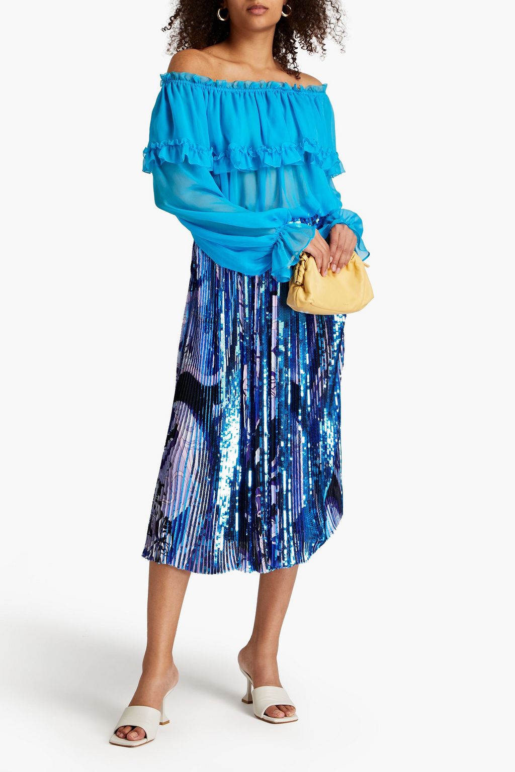 PUCCI Pleated embellished georgette midi skirt