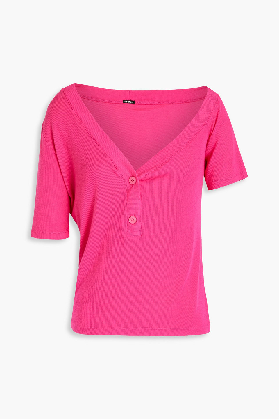 Monrow Ribbed Stretch-micro Modal And Supima Cotton-blend Top In Bright Pink