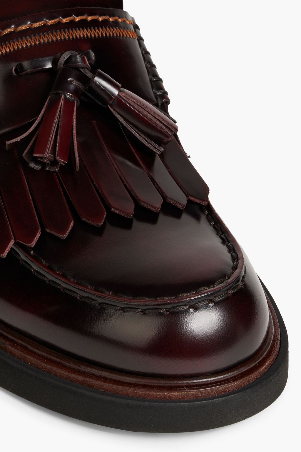 TOD'S Tasseled glossed-leather loafers