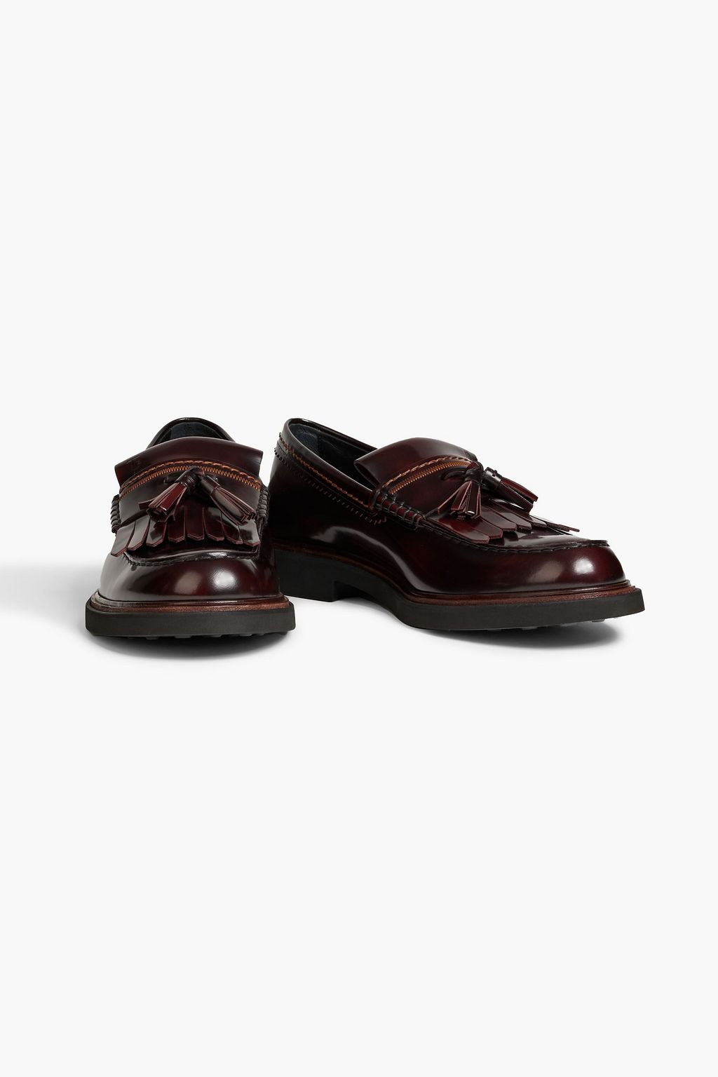 TOD'S Tasseled glossed-leather loafers