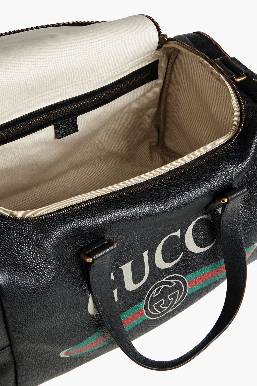 GUCCI Printed pebbled-leather duffle bag