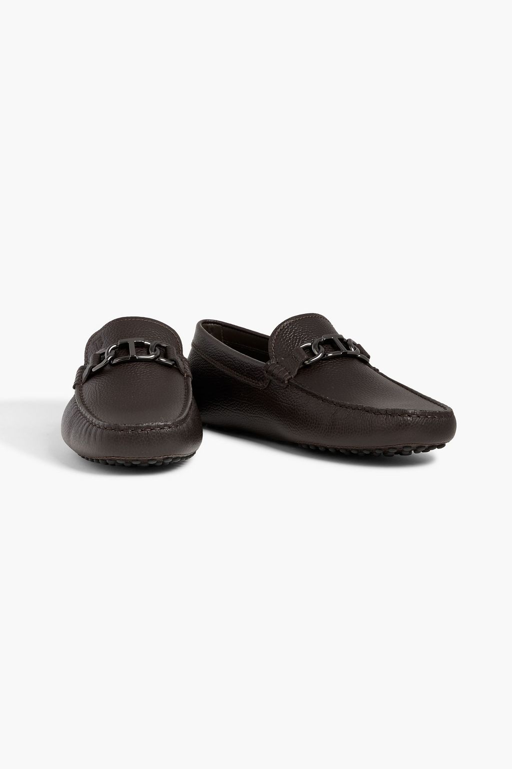 TOD'S Logo-embellished pebbled-leather driving shoes