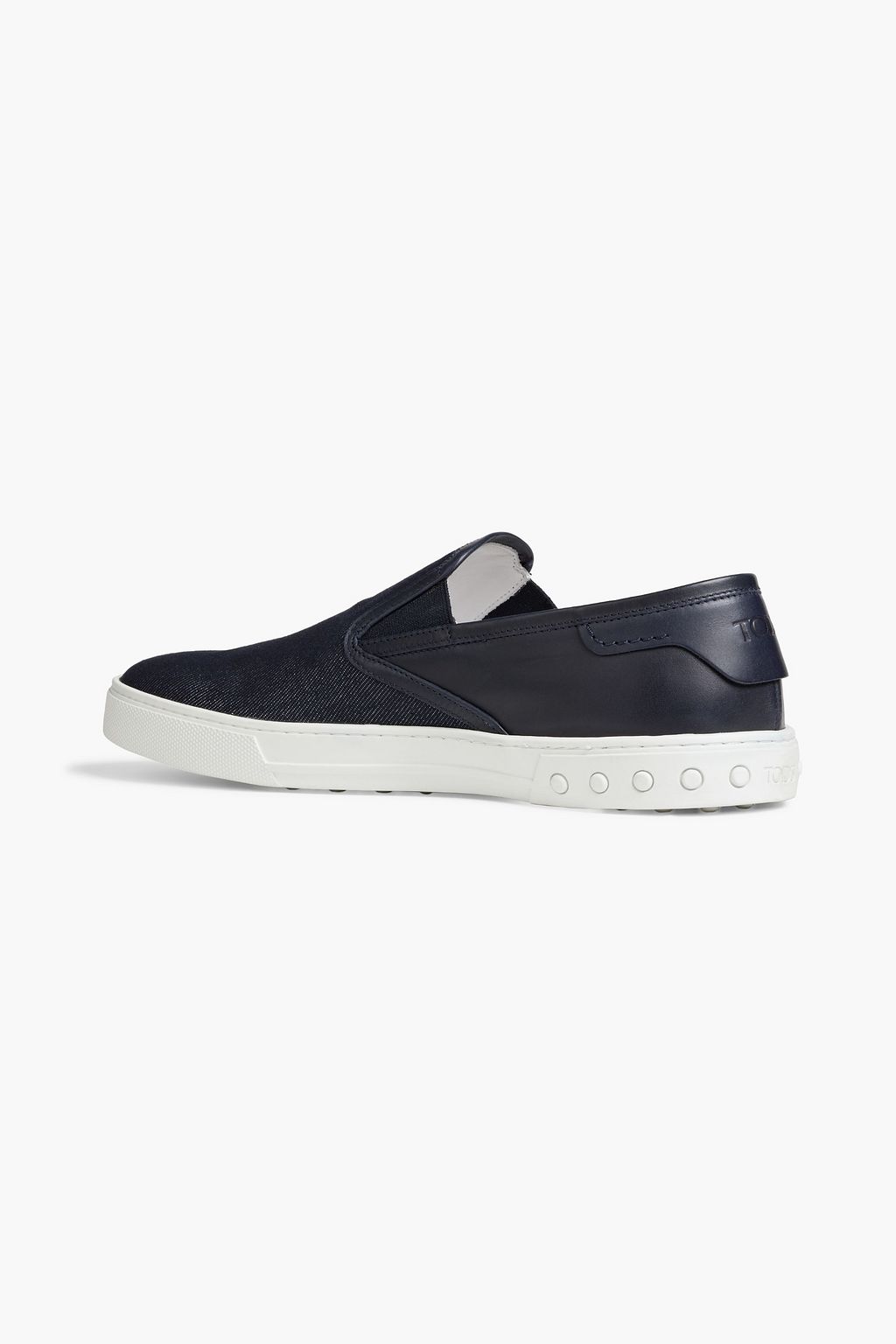 TOD'S Denim and leather slip-on sneakers