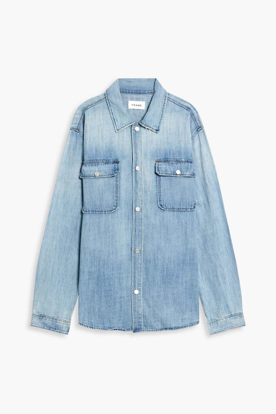 frame - distressed denim shirt - blue - s