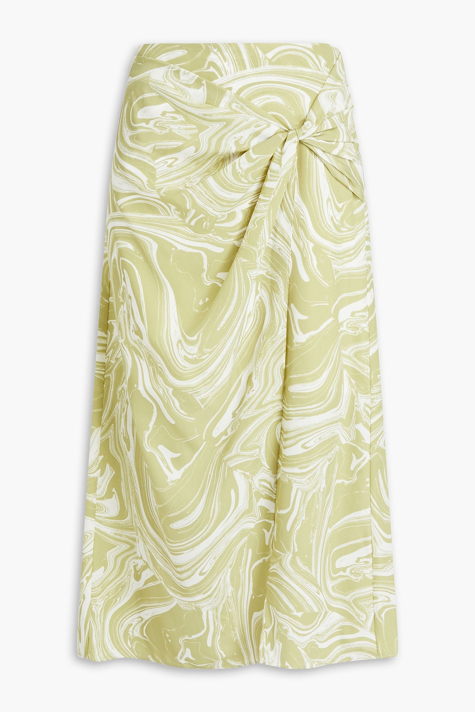 JONATHAN SIMKHAI IZABELLA TWIST-FRONT PRINTED CREPE MIDI SKIRT,3074457345633575200