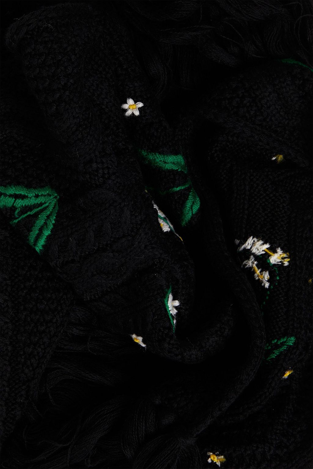 VALENTINO GARAVANI Fringed embroidered wool scarf