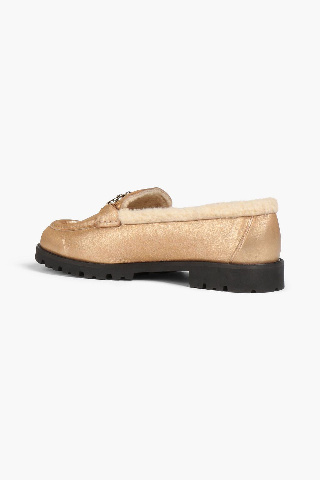 FERRAGAMO Metallic pebbled-leather loafers