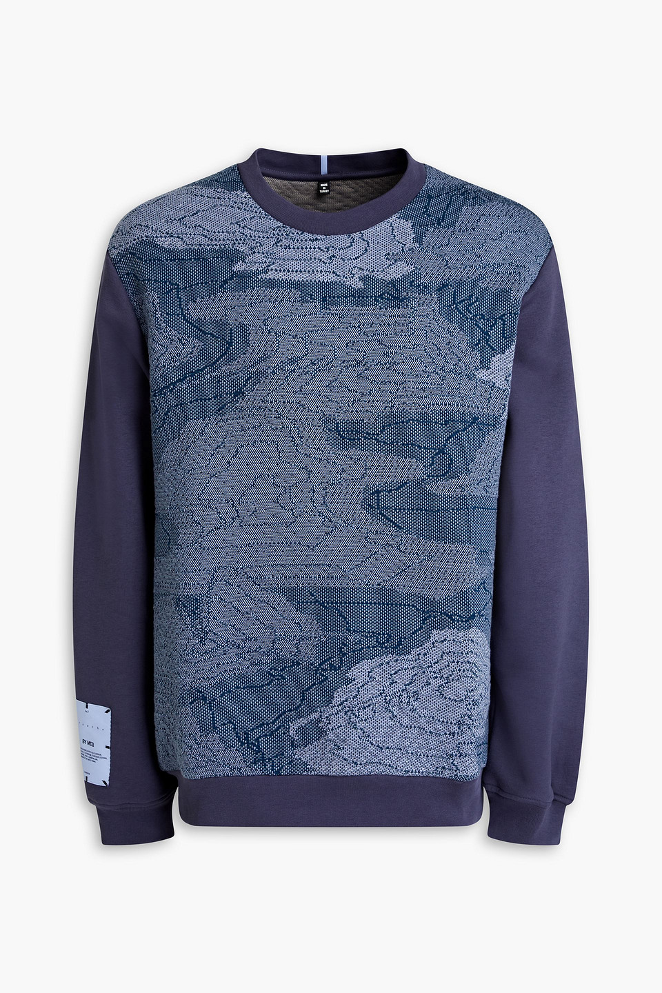 Mcq By Alexander Mcqueen Appliquéd Fleece-paneled Jacquard-knit Sweatshirt In Dark Purple