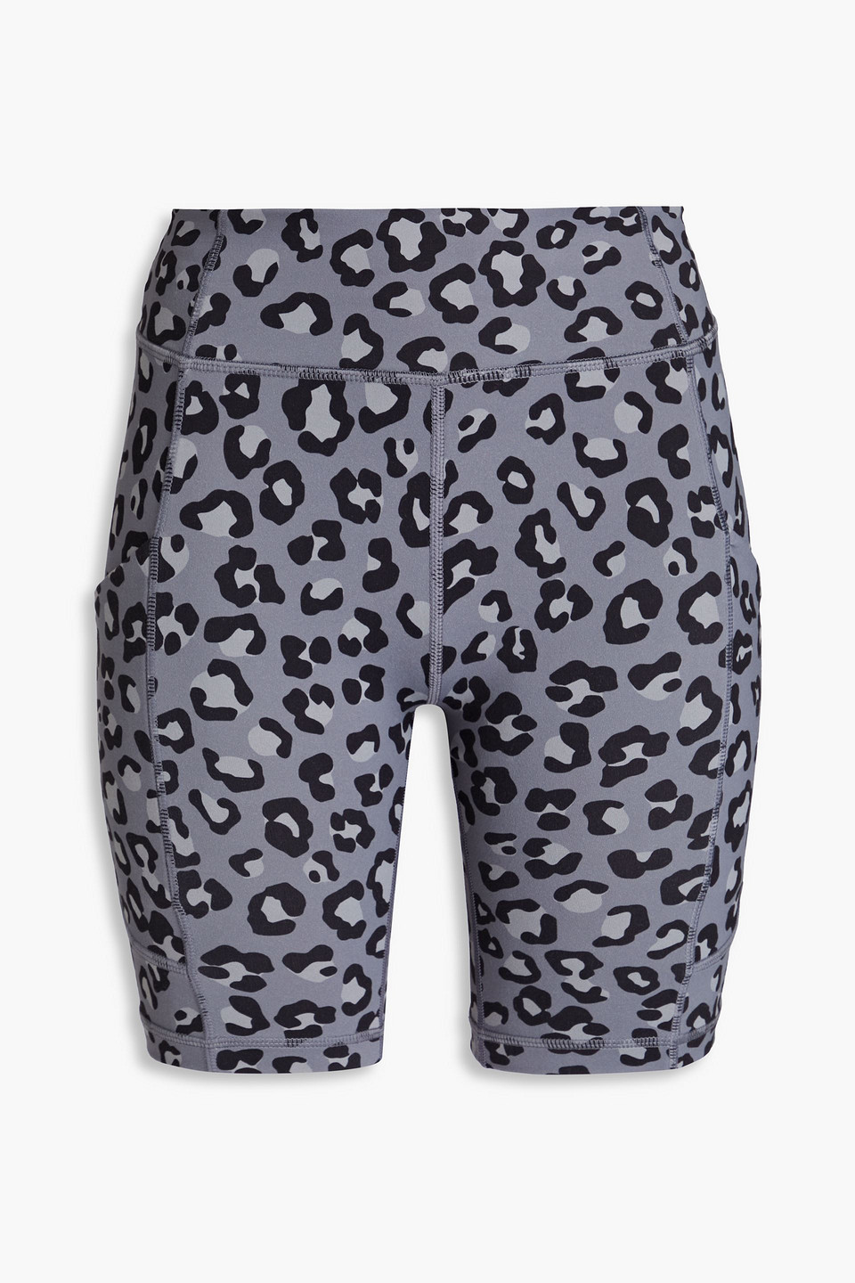 Monrow Leopard-print Stretch-jersey Shorts In Charcoal