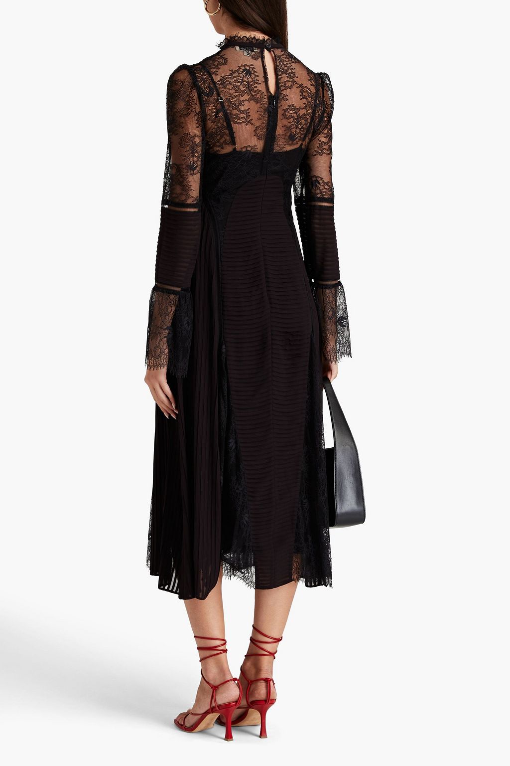 TEMPERLEY LONDON Dreaming lace-paneled crepe de chine midi dress
