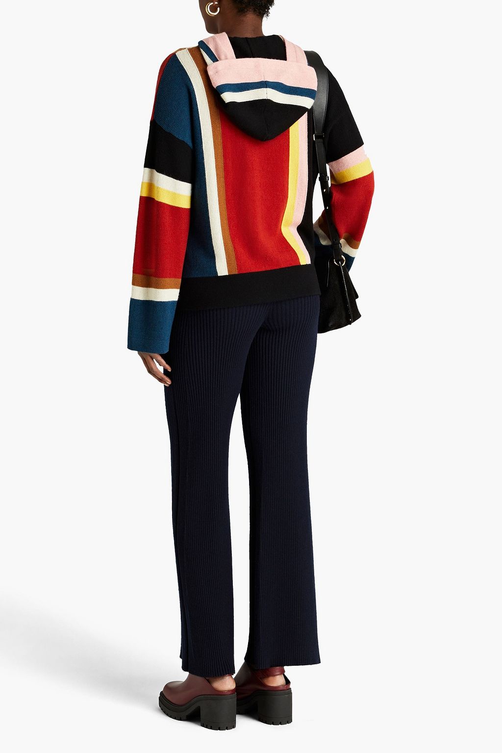 FERRAGAMO ウール&コットン混 フード付きセーター カラーブロック