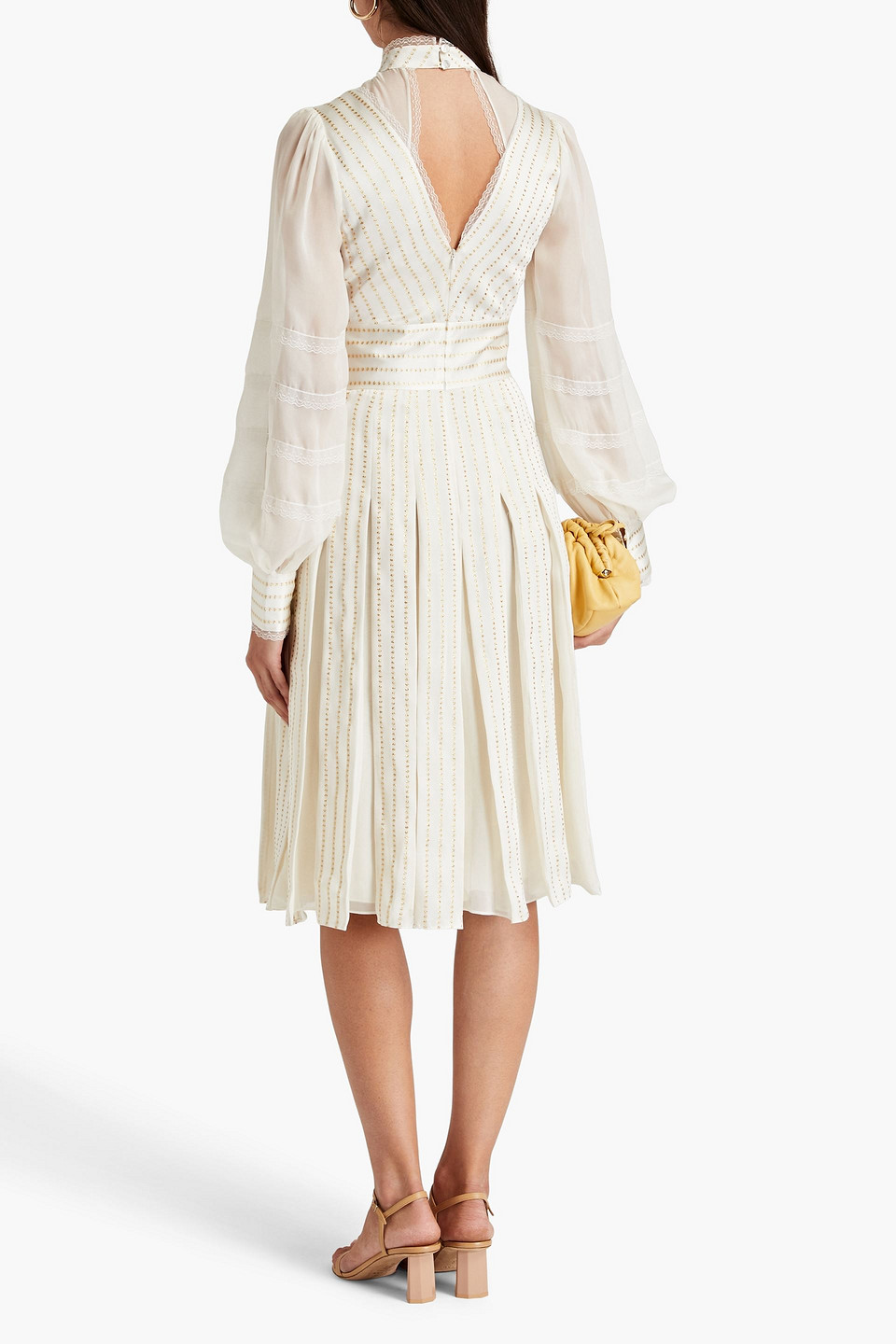  Temperley London - Edie Midikleid Aus Glänzendem Jacquard Aus Einer Seidenmischung Mit Metallic-fil-coupé - Weiß - Uk 6 