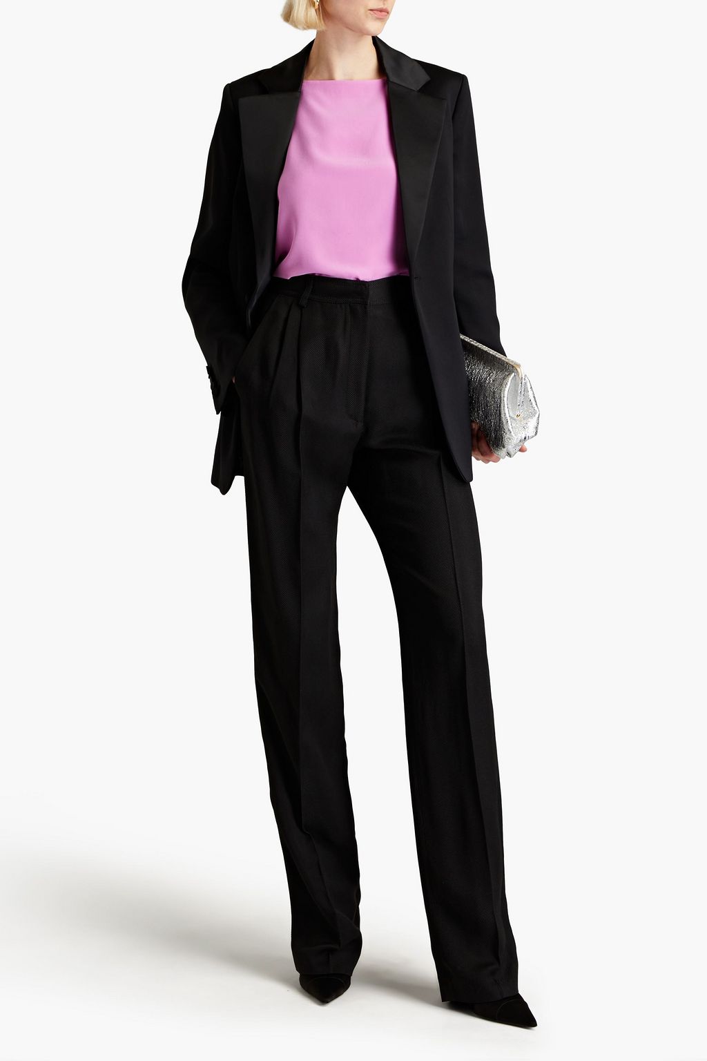 PUCCI Pleated satin-twill straight-leg pants