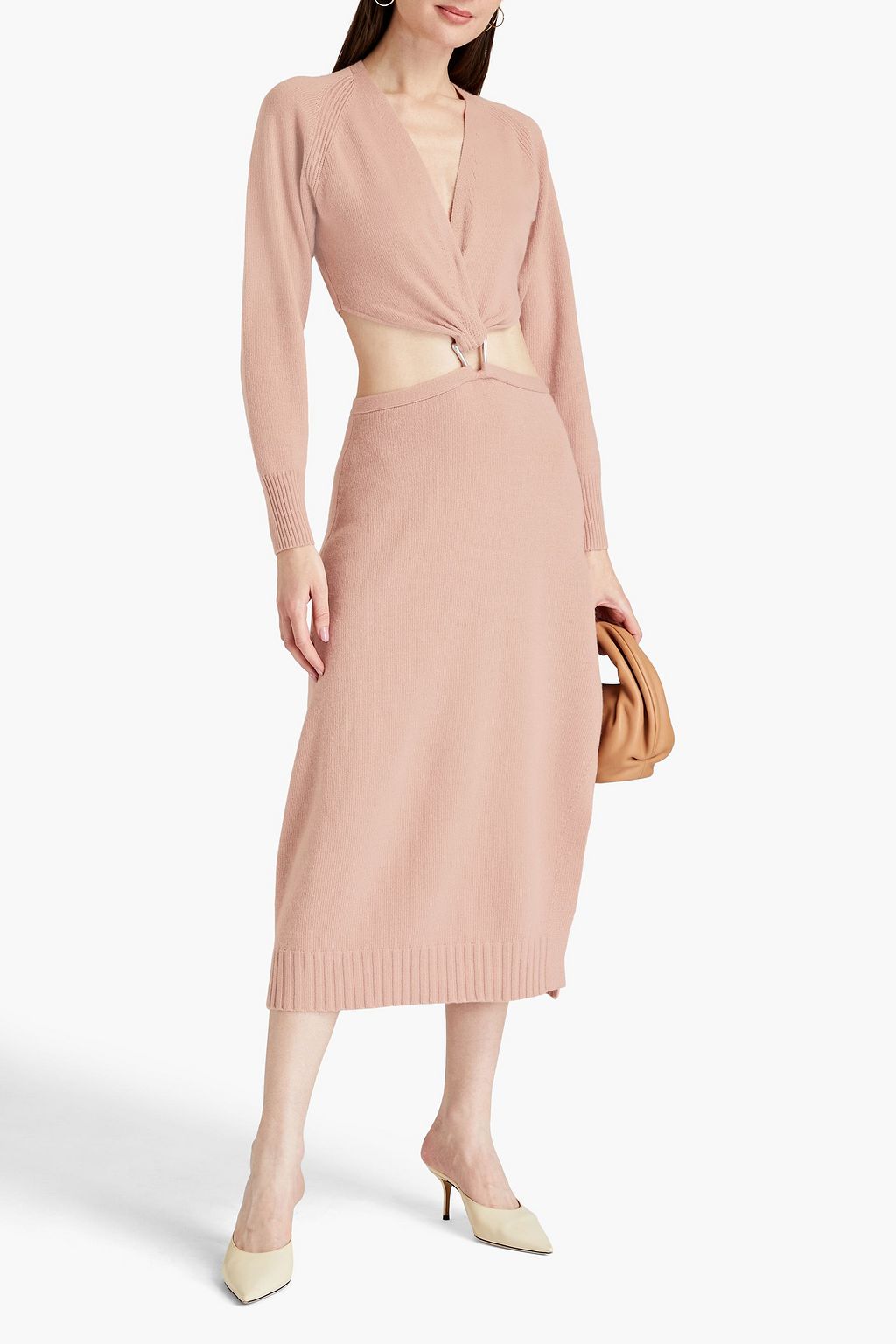 SIMKHAI Harmony embellished cutout knitted midi dress