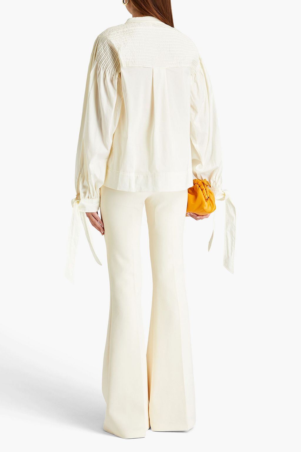 SIMKHAI Sonya pintucked cotton-blend poplin blouse