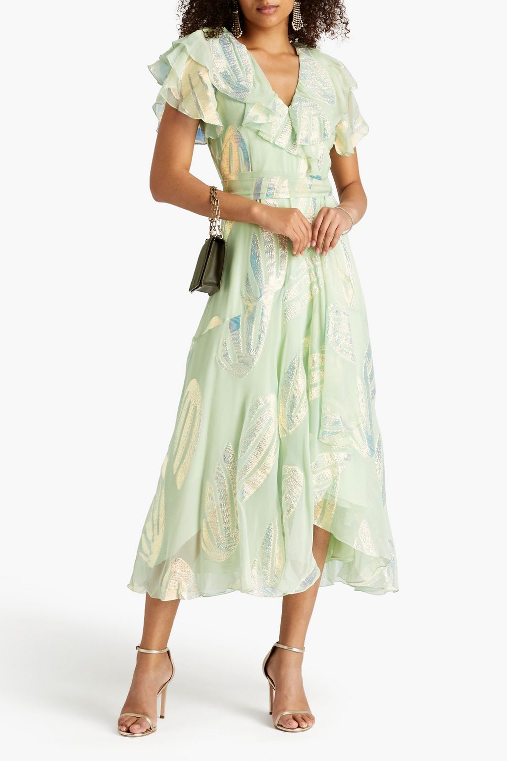 TEMPERLEY LONDON Clarisse wrap-effect fil coupé silk-blend georgette midi dress