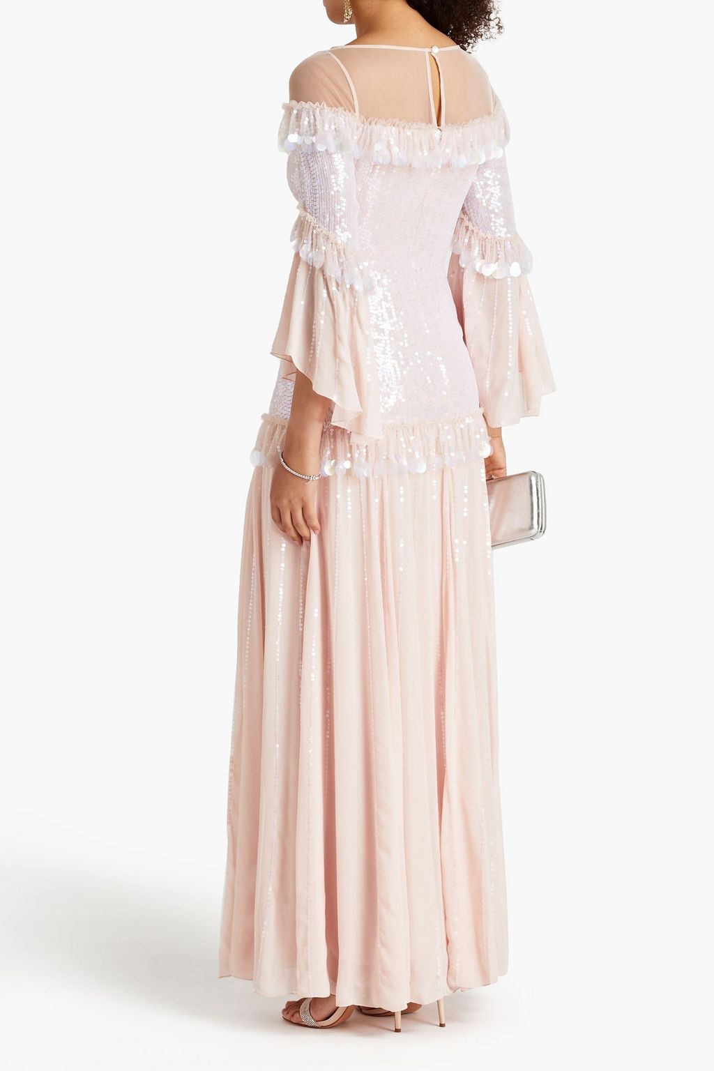 TEMPERLEY LONDON فستان «سيلفان» طويل من التول المرصّع بالترتر بتصميم ملموم