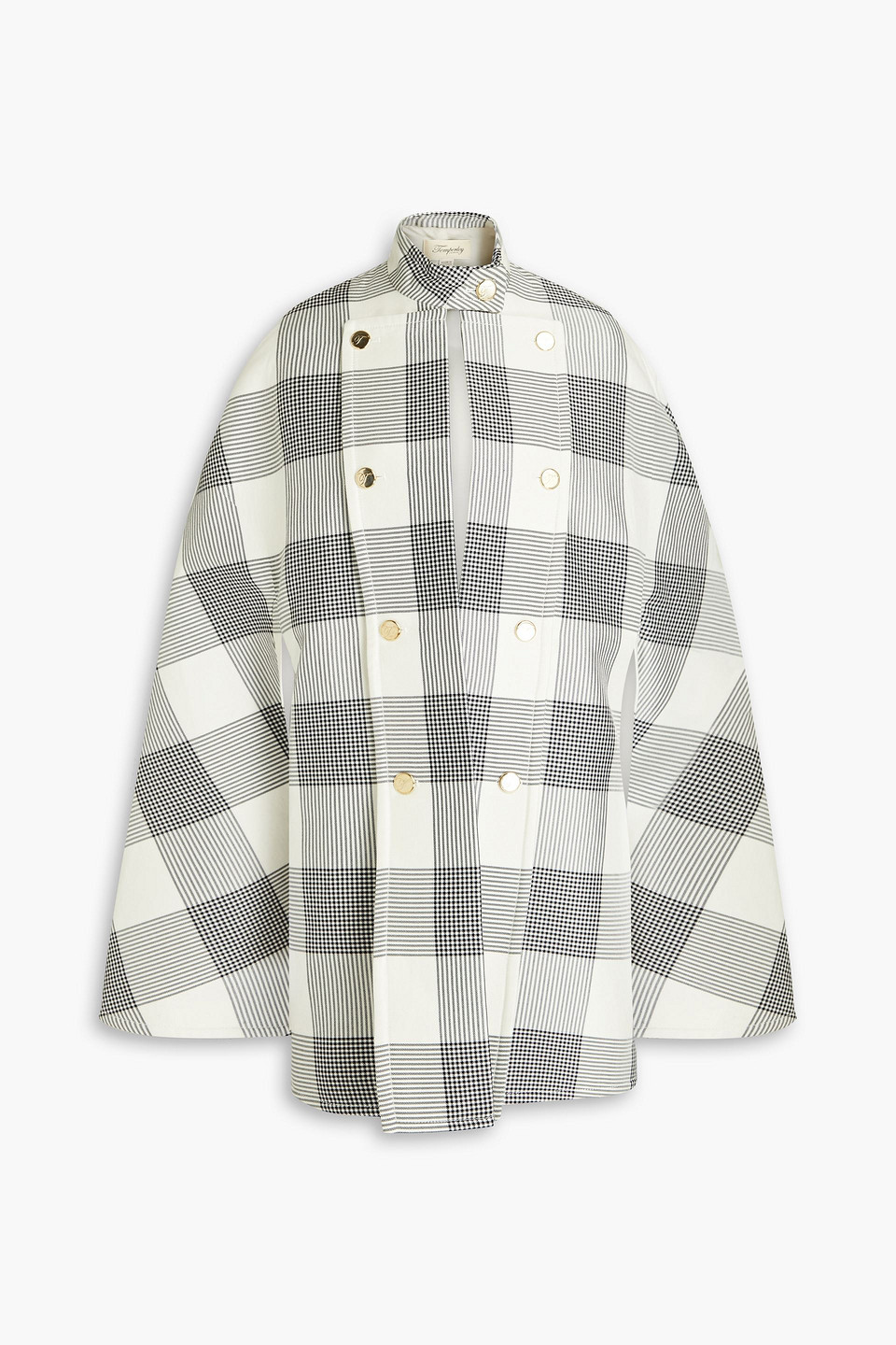 Temperley London Halcyon Checked Wool-blend Twill Cape In Neutrals