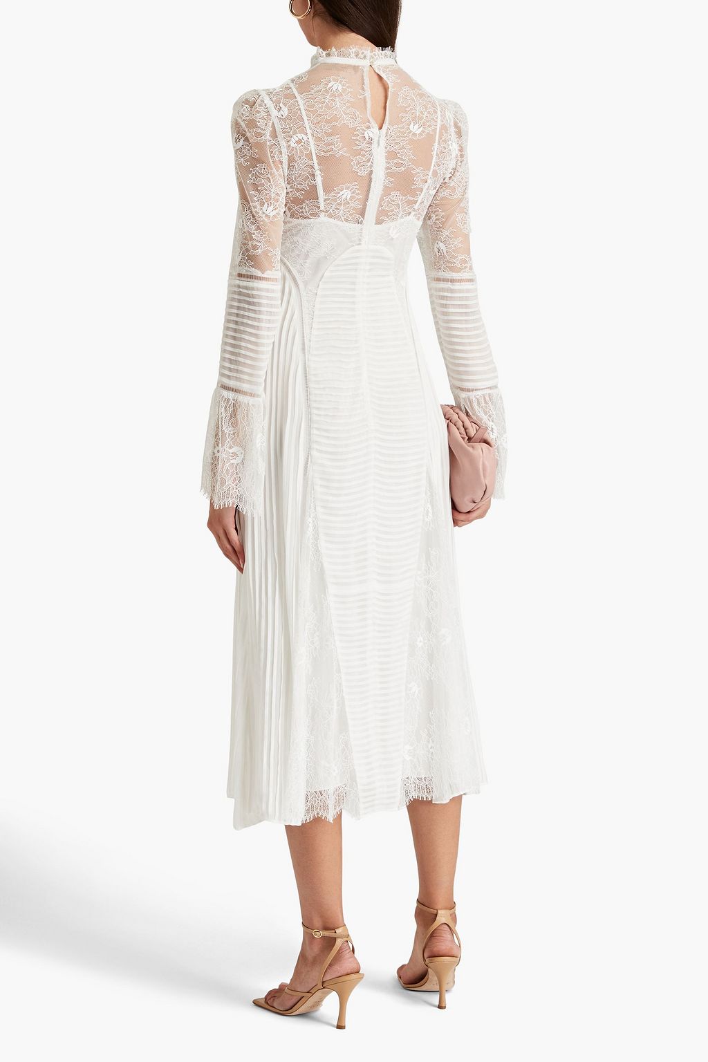 TEMPERLEY LONDON Dreaming lace-paneled crepe de chine midi dress