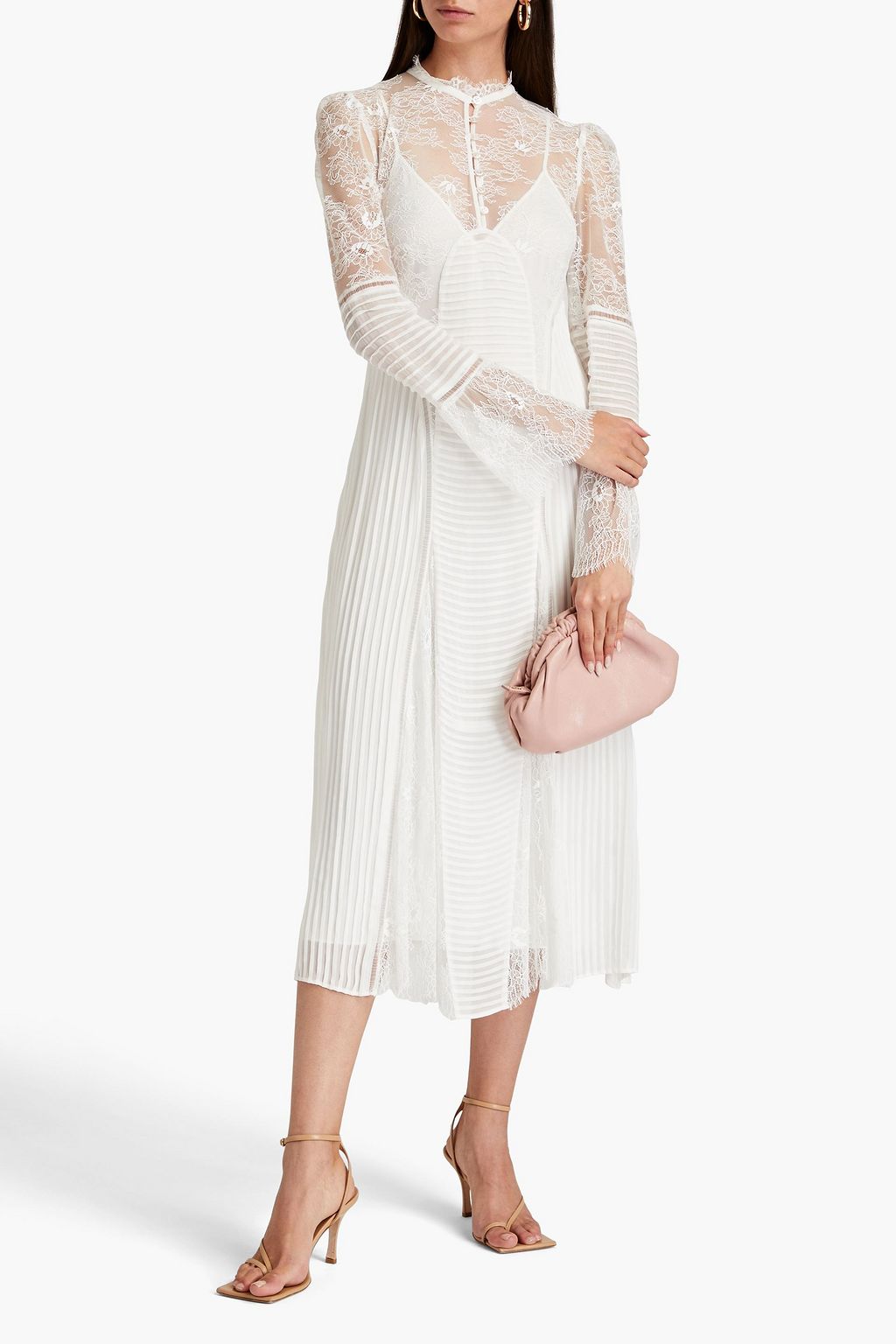 TEMPERLEY LONDON Dreaming lace-paneled crepe de chine midi dress