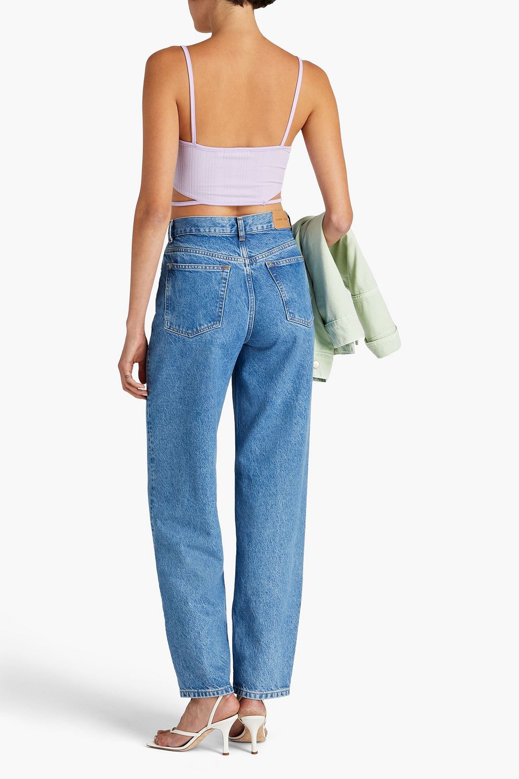 SIMKHAI Elliana cropped ribbed stretch-modal jersey top
