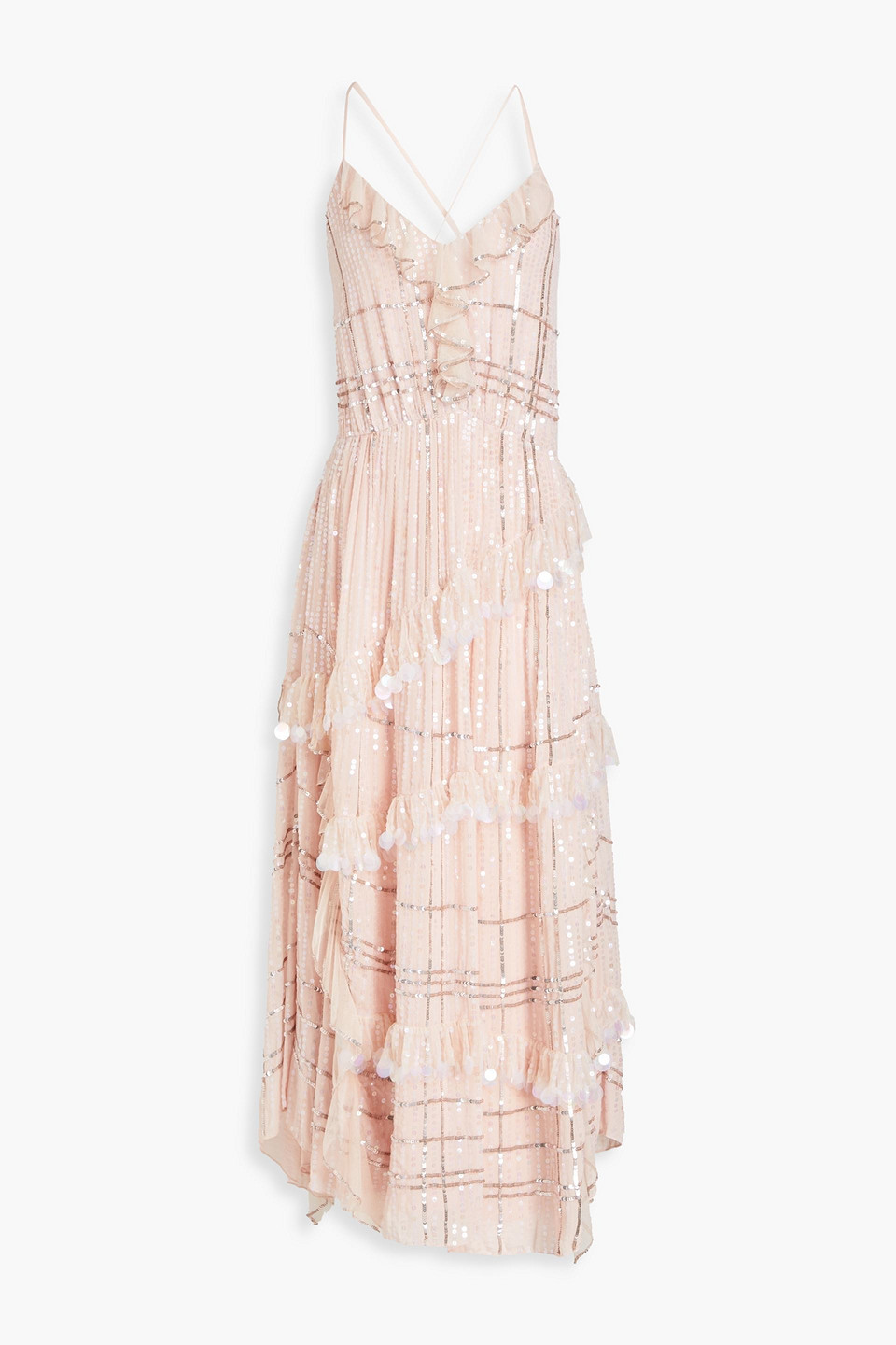 open lace back dress Temperley London - Sofia Sleeved Dress - Powder Pink