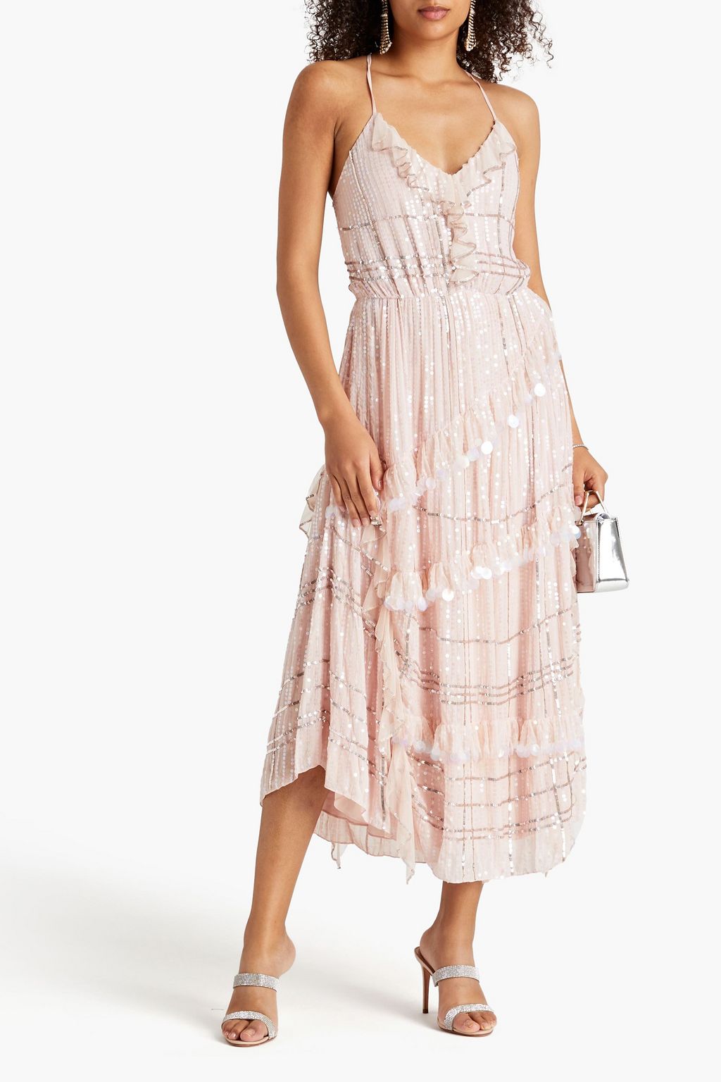 TEMPERLEY LONDON فستان متوسط الطول «سيلفان» مقسم من قماش كريب دي شين