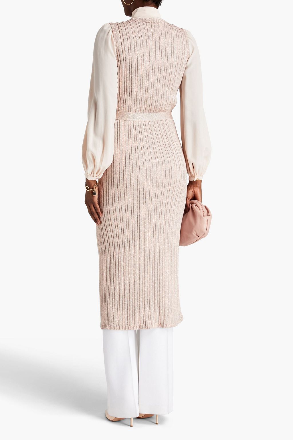 TEMPERLEY LONDON Midikleid aus Metallic-Rippstrick mit Gürtel