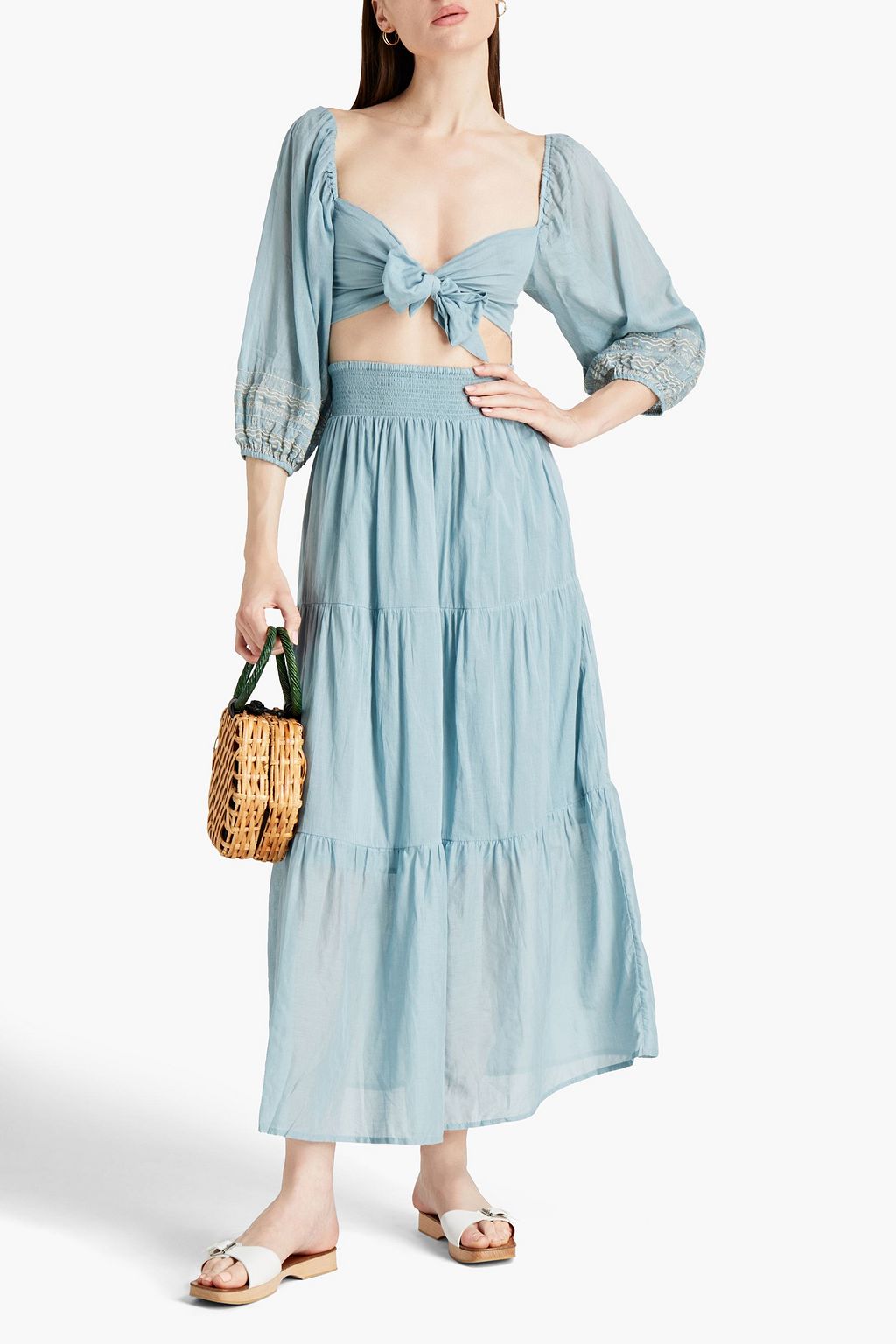 TIGERLILY Tia tiered cotton-gauze midi skirt