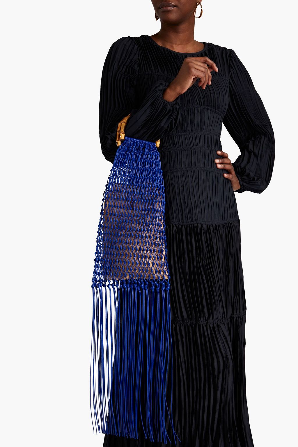 JIL SANDER Fringed woven leather tote