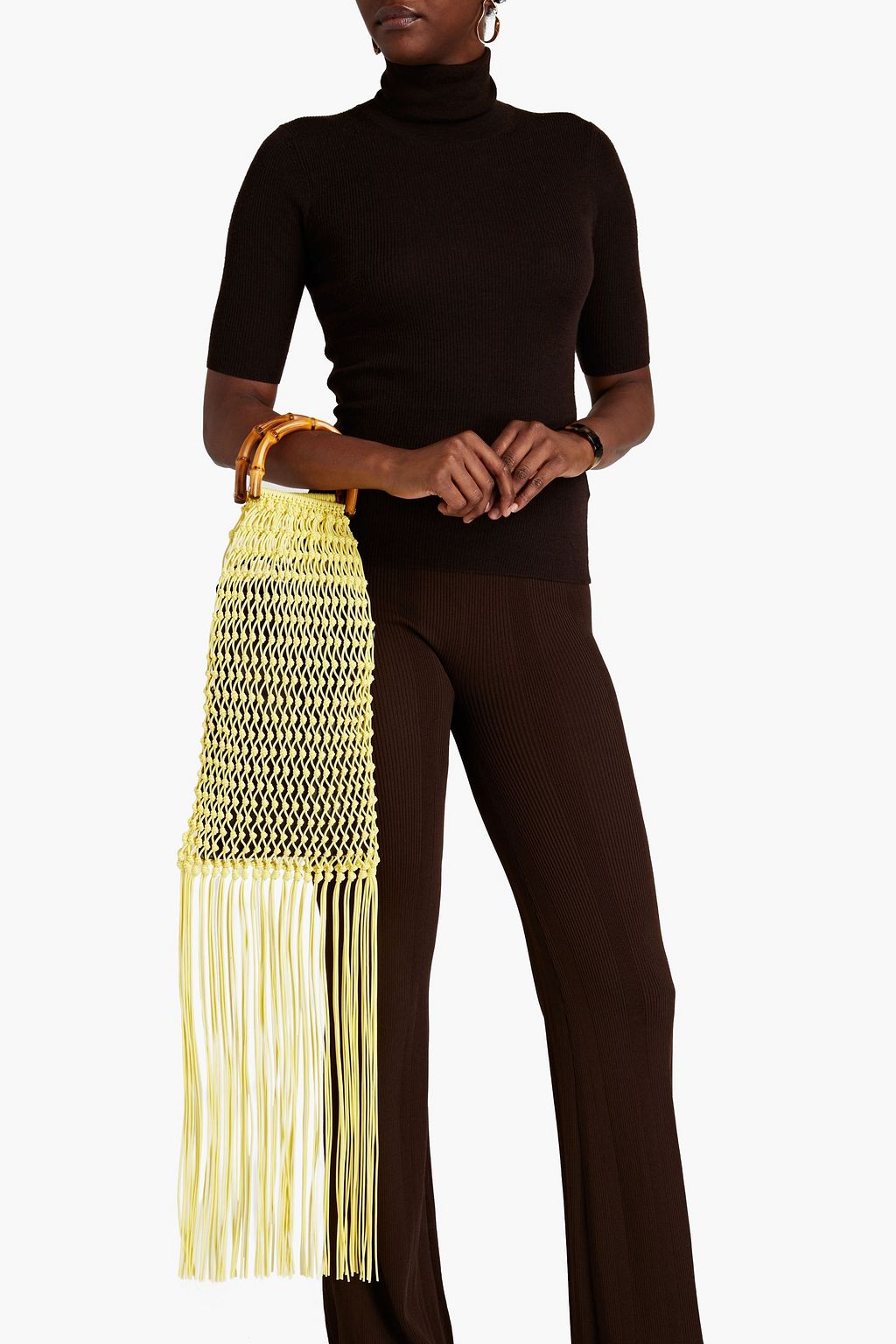 JIL SANDER Fringed woven leather tote
